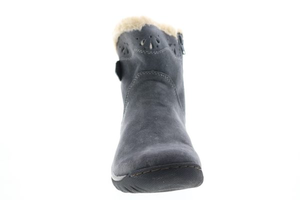 Earth Origins Karlene Womens Gray Wide Leather Slip On Ankle & Booties Boots For Discount - Image 3