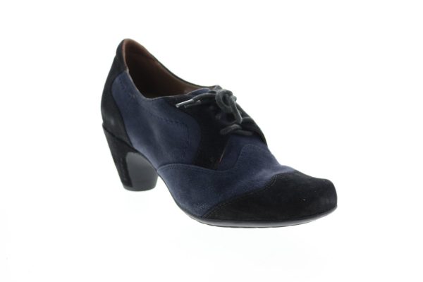 Earthies Milan Suede MILAN-NVY Womens Blue Suede Lace Up Booties Boots Online Hot Sale - Image 2