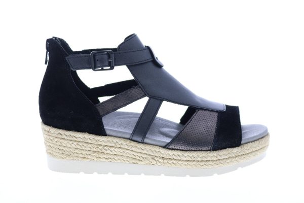 Earth Modena Jasmine Suede Womens Black Suede Strap Flats Shoes Online Sale
