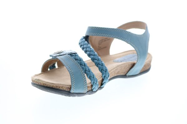 Earth Origins Tracy Womens Blue Wide Leather Strap Slingback Sandals Shoes Discount - Image 4