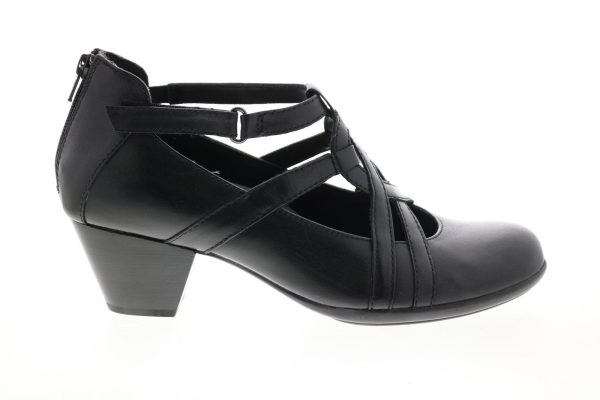 Earth Virtue Leather Womens Black Leather Zipper Mary Jane Flats Shoes For Sale