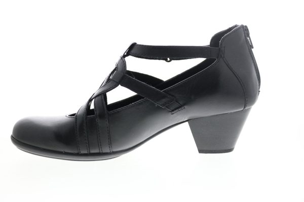Earth Virtue Leather Womens Black Leather Zipper Mary Jane Flats Shoes For Sale - Image 5