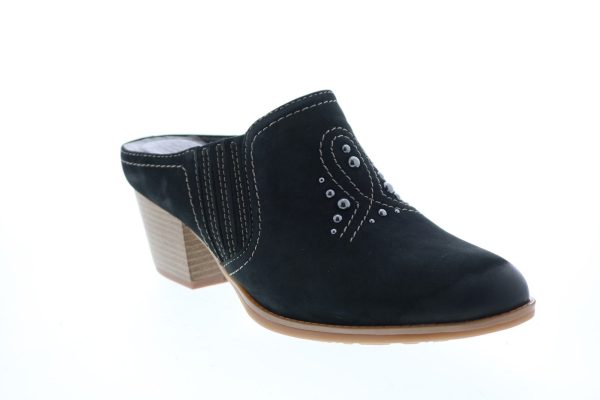 Earth Mendon Buck Womens Black Suede Slip On Mules Heels Shoes Online Hot Sale - Image 2