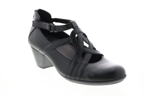 Earth Virtue Leather Womens Black Leather Zipper Mary Jane Flats Shoes For Sale - Image 2