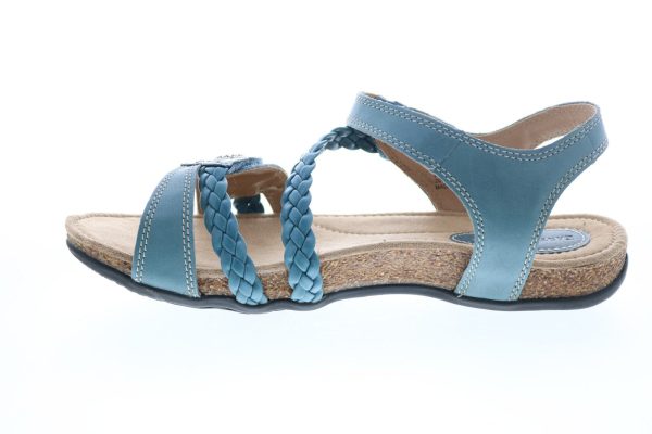Earth Origins Tracy Womens Blue Wide Leather Strap Slingback Sandals Shoes Discount - Image 5