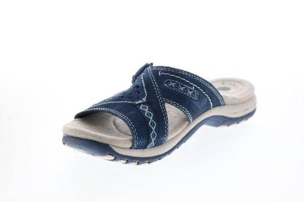 Earth Origins Sizzle Womens Blue Wide Suede Slip On Flip-Flops Sandals Shoes Fashion - Image 4