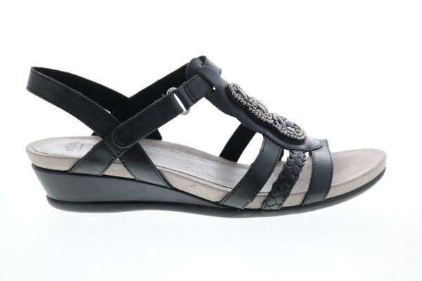 Earth Pisa Falmouth Leather Womens Black Strap Slingback Sandals Shoes on Sale