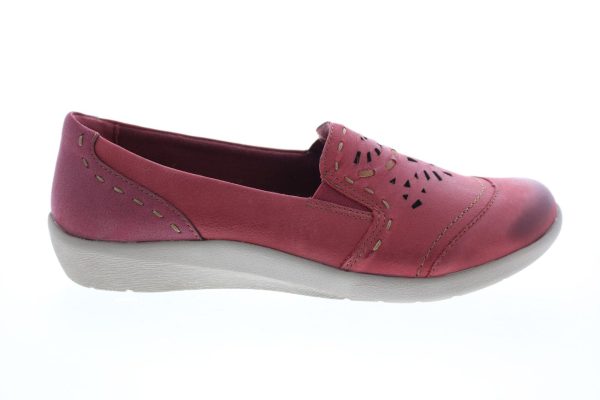Earth Origins Lorena Womens Red Wide Suede Slip On Loafer Flats Shoes Sale