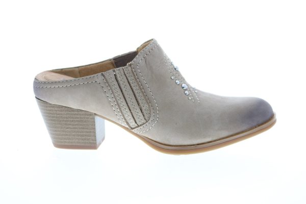 Earth Mendon Buck Womens Beige Nubuck Slip On Mules Heels Shoes Online Hot Sale
