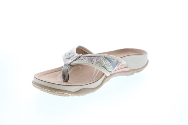 Earth Maya Flip Flop Womens Beige Suede Slip On Flip-Flops Sandals Shoes Discount - Image 4