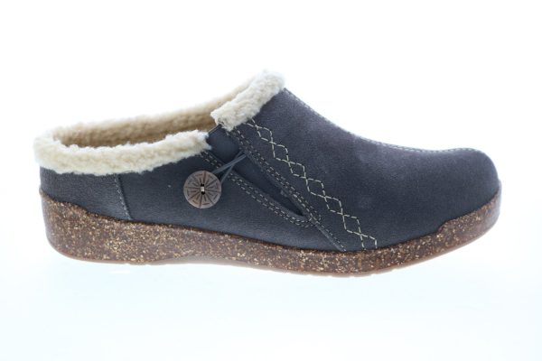 Earth Origins Johanna Womens Gray Suede Slip On Clogs Slippers Shoes Supply