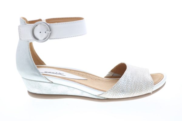 Earth Hera Low Wedge Ankle Strap Womens White Suede Strap Flats Shoes Supply