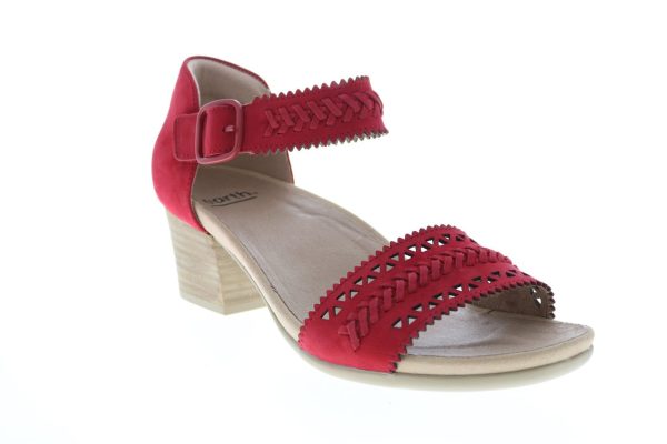 Earth Ivy Seneca Soft Bck Womens Red Nubuck Strap Heels Shoes Cheap - Image 2