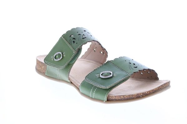 Earth Origins Tessa Womens Green Wide Leather Strap Sandals Shoes Discount - Image 2
