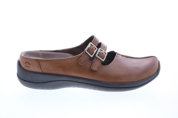 Earth Kara Monza Leather Womens Brown Leather Clog Flats Shoes on Sale