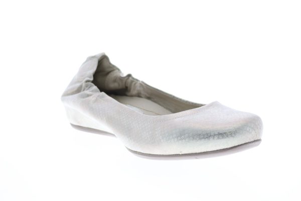 Earthies Tolo Metallic Printed Leather Womens Silver Ballet Flats Shoes Online - Image 2