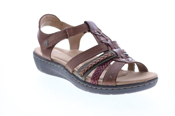 Earth Origins Hayward Hilma Womens Brown Leather Strap Slingback Sandals Shoes Cheap - Image 2