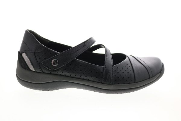 Earth Newton Mary Jane Flat Womens Black Leather Mary Jane Flats Shoes on Sale