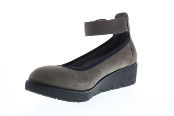 Earth Zurich Sion Soft Buck Womens Gray Nubuck Strap Flats Shoes Cheap - Image 4