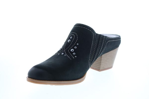 Earth Mendon Buck Womens Black Suede Slip On Mules Heels Shoes Online Hot Sale - Image 4
