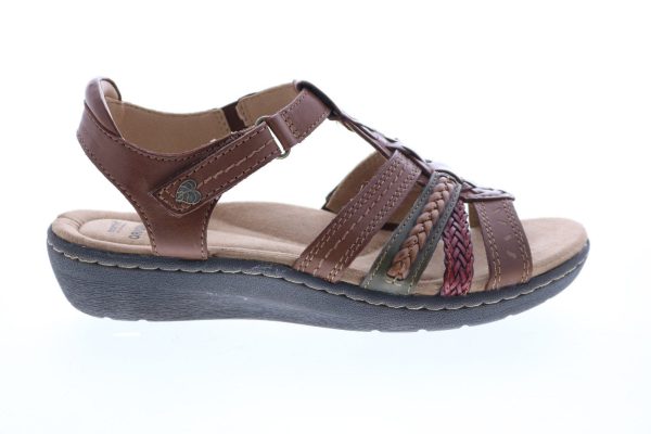 Earth Origins Hayward Hilma Womens Brown Leather Strap Slingback Sandals Shoes Cheap
