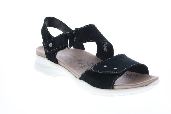 Earth Peak Soft Buck Womens Black Suede Strap Slingback Sandals Shoes Hot on Sale - Image 2