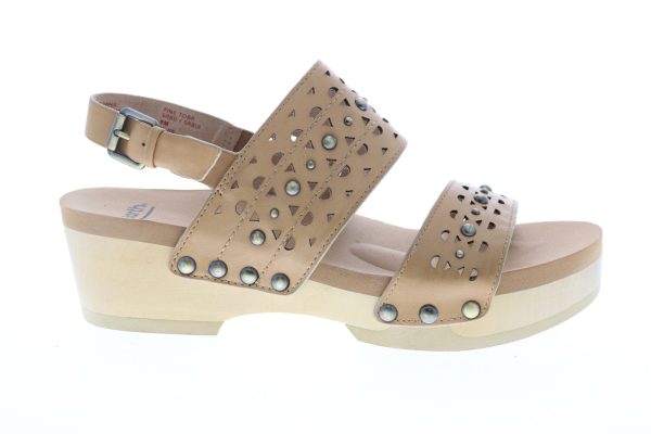 Earth Pine Toba Soft Calf Womens Brown Leather Slingback Sandals Shoes Cheap