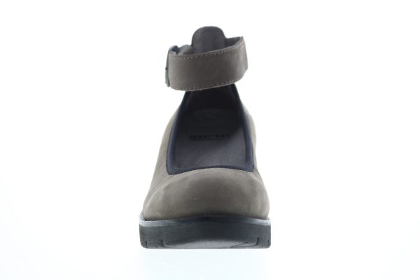 Earth Zurich Sion Soft Buck Womens Gray Nubuck Strap Flats Shoes Cheap - Image 3