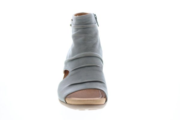 Earth Sweetpea Side Zip Womens Blue Leather Zipper Wedges Heels Shoes For Cheap - Image 3