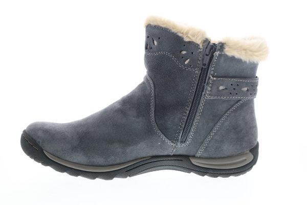Earth Origins Karlene Womens Gray Wide Leather Slip On Ankle & Booties Boots For Discount - Image 5