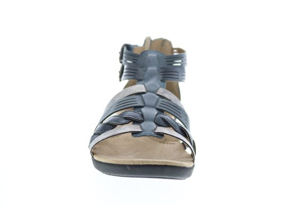 Earth Origins Nicole Womens Blue Wide Leather Strap Gladiator Sandals Shoes For Discount - Image 3