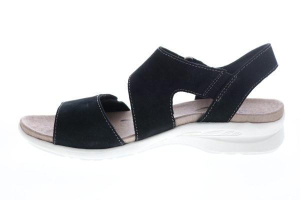 Earth Peak Soft Buck Womens Black Suede Strap Slingback Sandals Shoes Hot on Sale - Image 5