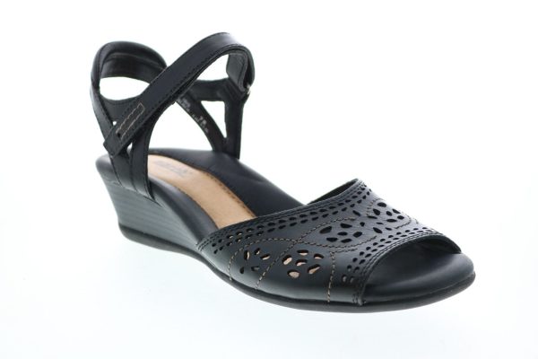 Earth Ibis Leather IBIS-BLK Womens Black Strap Heels Shoes Hot on Sale - Image 2