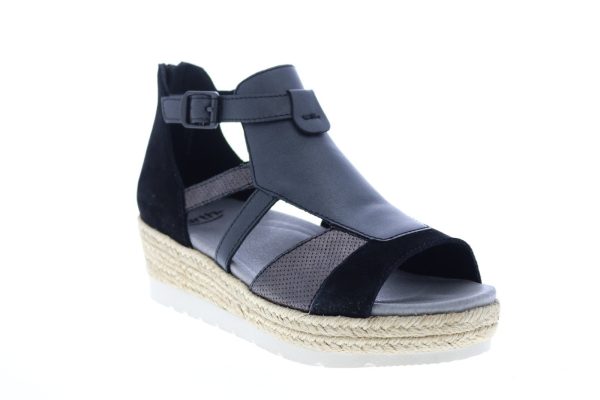 Earth Modena Jasmine Suede Womens Black Suede Strap Flats Shoes Online Sale - Image 2