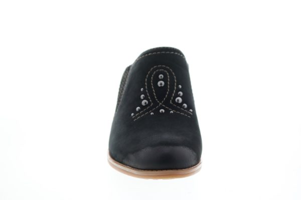 Earth Mendon Buck Womens Black Suede Slip On Mules Heels Shoes Online Hot Sale - Image 3