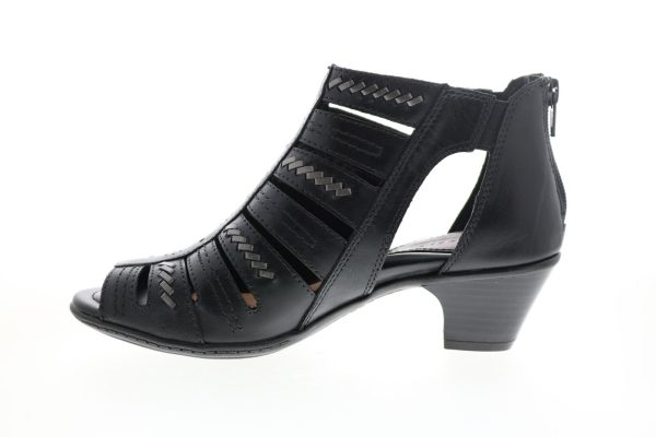 Earth Vela Soft Leather Womens Black Leather Zipper Gladiator Sandals Shoes Online - Image 5