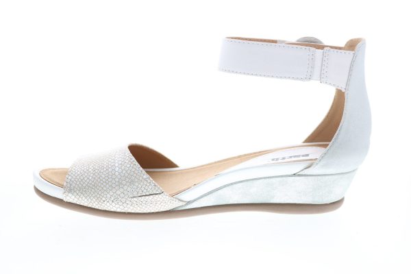Earth Hera Low Wedge Ankle Strap Womens White Suede Strap Flats Shoes Supply - Image 5