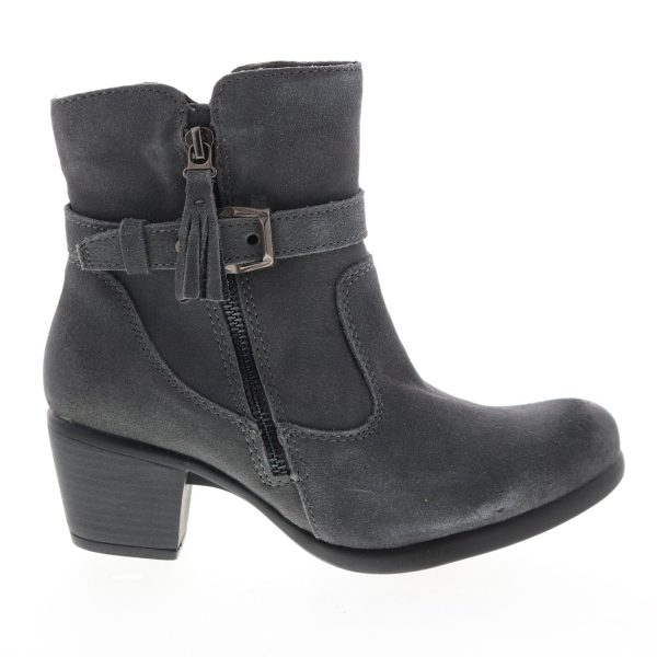 Earth Origins Tori Womens Gray Wide Suede Zipper Ankle & Booties Boots Supply