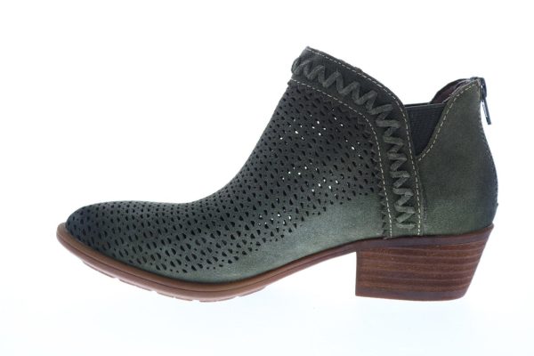 Earth Peak Perry Suede Womens Green Suede Zipper Ankle & Booties Boots Sale - Image 5