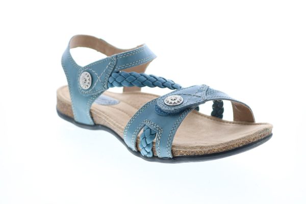 Earth Origins Tracy Womens Blue Wide Leather Strap Slingback Sandals Shoes Discount - Image 2