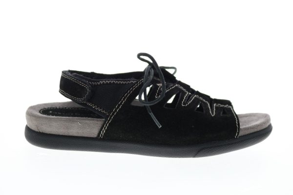 Earth Origins Harmony Womens Black Suede Strap Slingback Sandals Shoes Online now