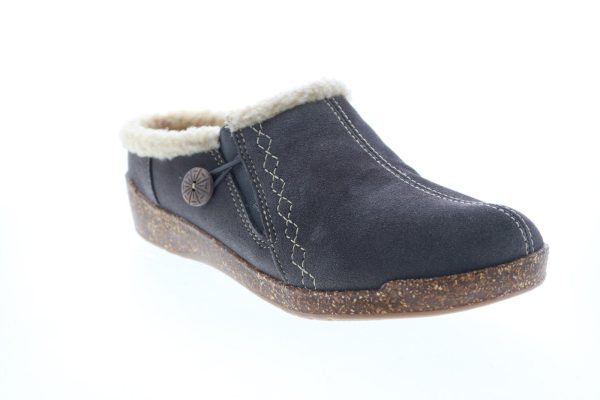 Earth Origins Johanna Womens Gray Suede Slip On Clogs Slippers Shoes Supply - Image 2