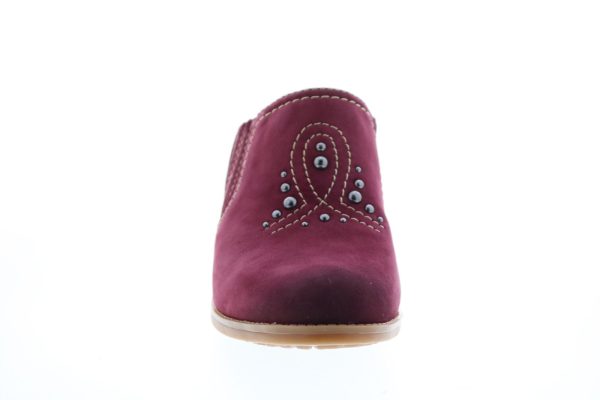 Earth Mendon Buck Womens Burgundy Suede Slip On Mules Heels Shoes Hot on Sale - Image 3