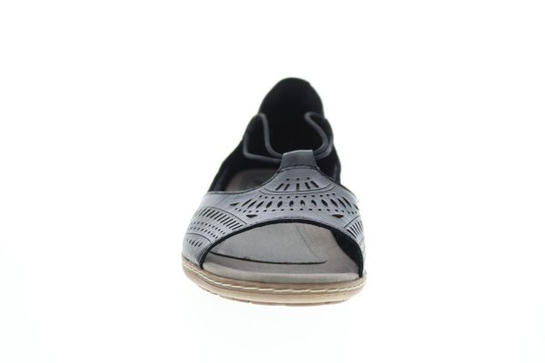 Earth Camellia Nauset Leather Womens Black Strap Sandals Shoes For Sale - Image 3