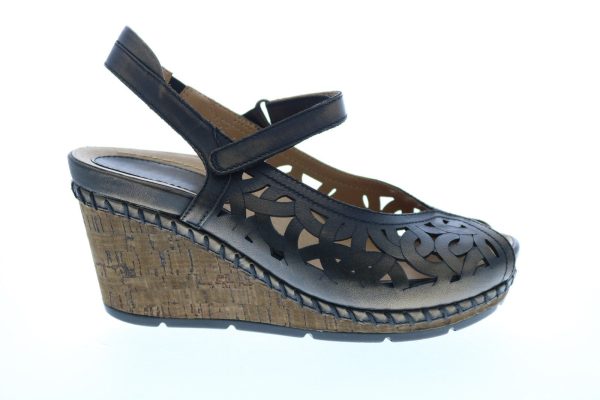 Earth Aquarius Cork Wedge Womens Brown Leather Wedges Heels Shoes on Sale