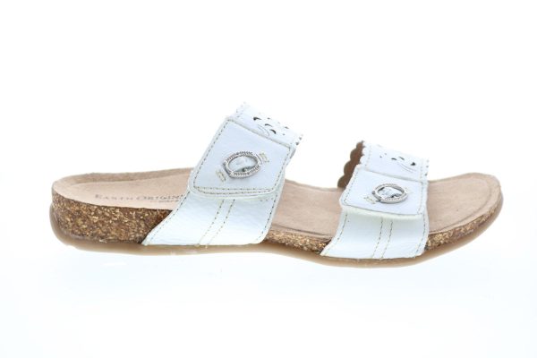 Earth Origins Tessa Womens White Leather Strap Sandals Shoes Online