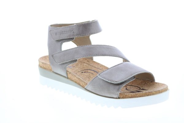 Romika Hollywood 04 Quarter Womens Gray Leather Strap Flats Shoes Online - Image 2