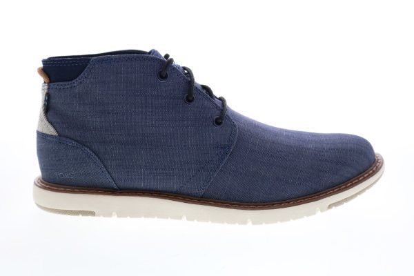 Toms Navi 10014371 Mens Blue Canvas Lace Up Chukkas Boots Online now