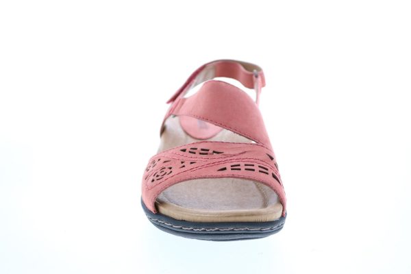 Earth Arbor Soft Buck Womens Orange Leather Strap Slingback Sandals Shoes Online Hot Sale - Image 3