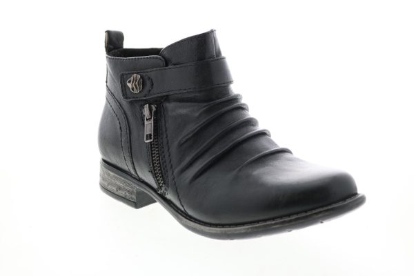 Earth Brook Brush Off Womens Black Leather Zipper Ankle & Booties Boots Online - Image 2